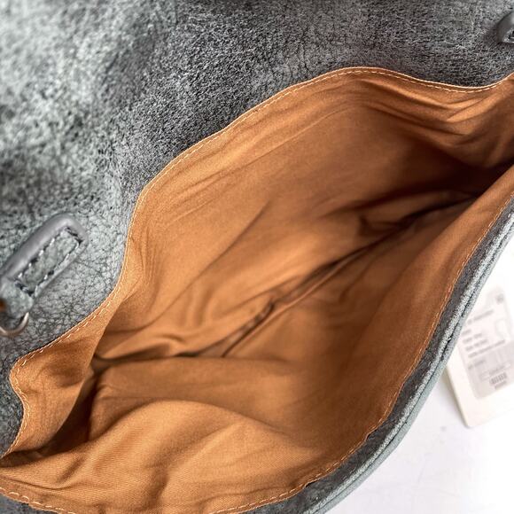 HOBO Jessa Envelope Clutch Bag Grey Buffed Leather Convertible Shoulder‎ Strap